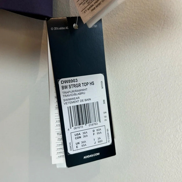 ADIDAS SZ 36A Padded Cross Straps High Support Swim Sports Bra NEW WITH TAGS - Picture 4 of 10